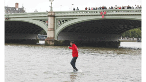 The illusionist Dynamo walking on water